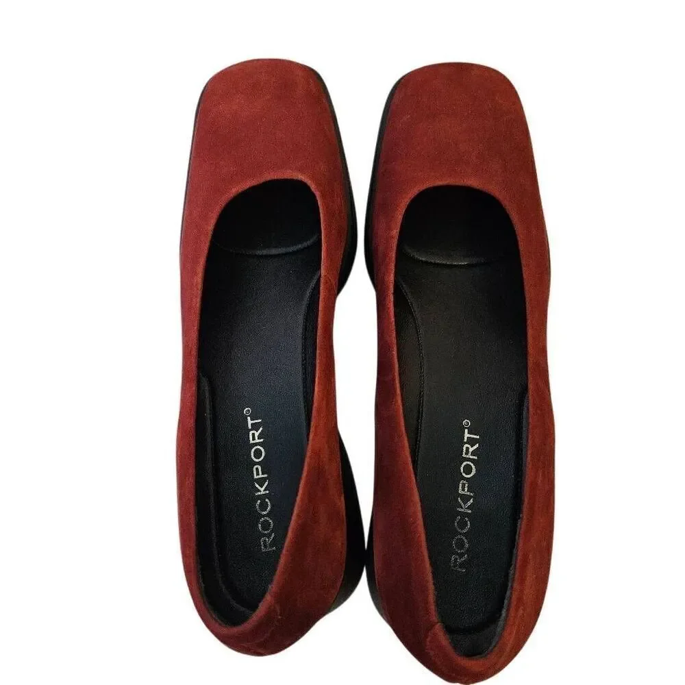 Rockport burgundy suede comfort square toe shoes. 8.5